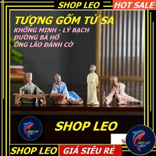 Tượng gốm KHỔNG MINH-LÝ BẠCH-ĐÁNH CỜ-ĐƯỜNG BÁ HỔ- tượng gốm tử sa- trang trí - Ấm tử sa
