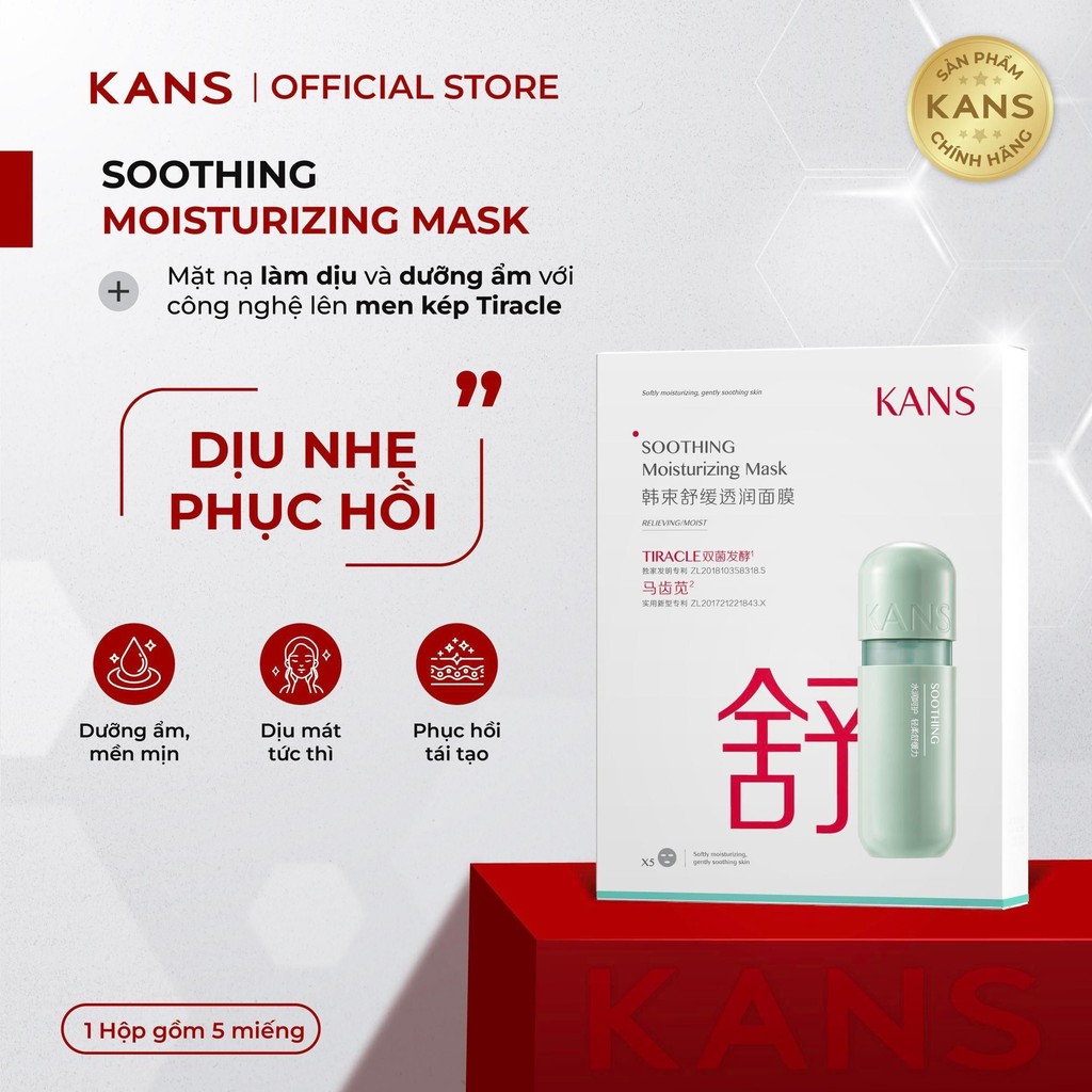 KANS CHÍNH HÃNG - Mặt nạ làm dịu, phục hồi, làm mịn da, giúp làn da săn chắc - Soothing Moisturizing