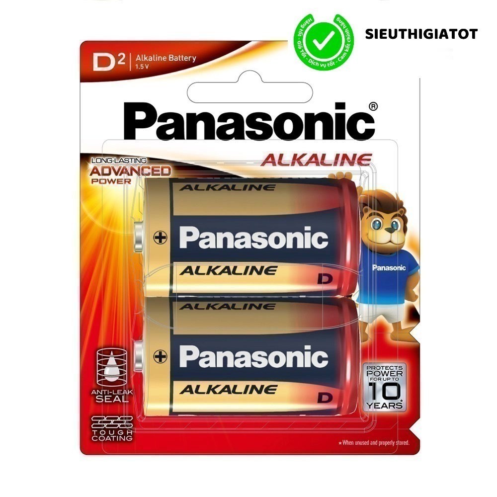 Vỉ 2 viên Pin đại Panasonic 1,5V Alkaline LR20T/2B-V - Hàng Chính Hãng