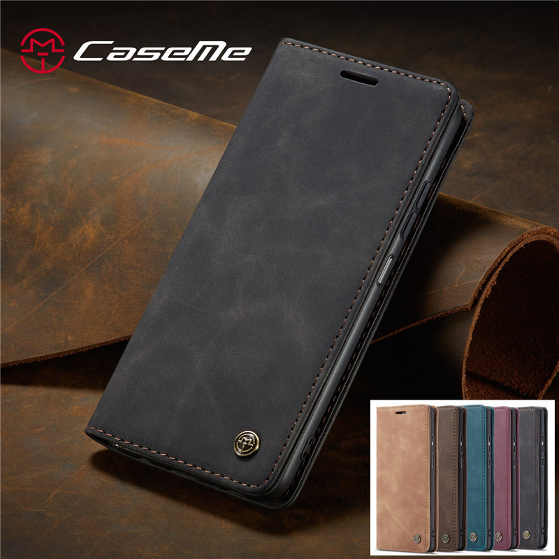 Vỏ Mới Cho Redmi Note 13 12 11 10 9 8 Pro 13C K40 CaseMe Thương Hiệu Flip Stand Da Ví Đựng Thẻ