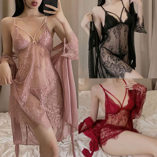 Gợi Cảm Sling Nữ Váy Ngủ Váy Ngủ Ren Ba Mảnh Bộ Đồ Ngủ Mỏng Phiên Bản Chất Lượng Cao Quyến Rũ Tinh Tế Homewear