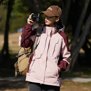  Áo khoác PELLIOT dành cho nam và nữ ba trong một có thể tháo rời giải trí ngoài trời hai mảnh lông cừu cáo bạc Áo khoác leo núi chống thấm nước và chống gió 