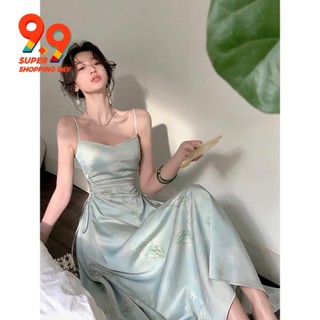 Thoáng Mát Mới Phong Cách Trung Hoa Sling Đầm Nữ Mùa Hè Phong Cách Mới Cao Cấp Retro Phong Cách Trung Hoa Sang Trọng In Váy Dài Phong Cách Cổ Tích