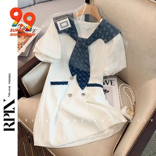 Đầm dáng chữ A RPIN cổ hải quân màu xanh navy phong cách nước ngoài thời trang cho nữ