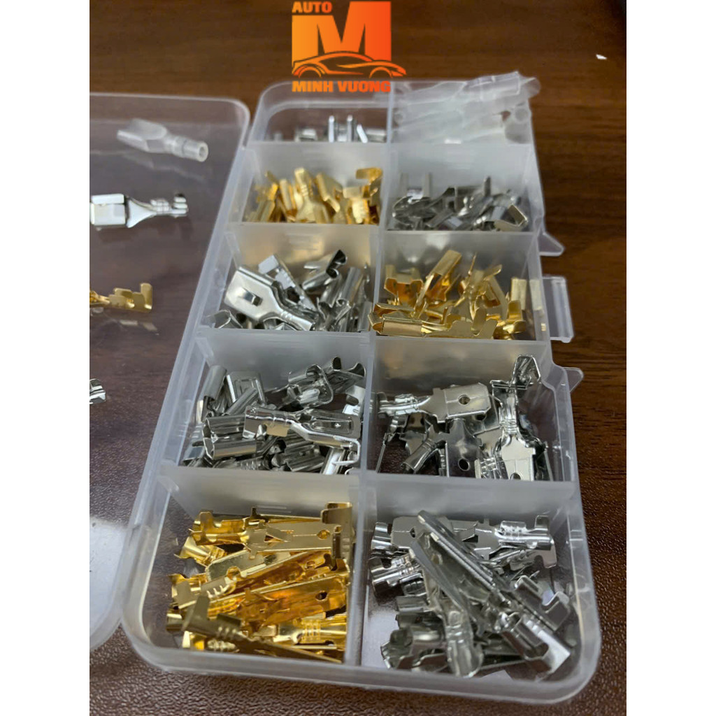 Hộp 150  Đầu cos dây điện, cos 6.3 các loại, đầu cos ghim, cos đực, cos cái, đầu cos ô tô, xe máy, c