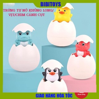 Đồ chơi trứng vịt/khủng long/chim cánh cụt tự nở phun nước trong nhà tắm cho bé