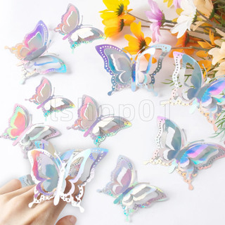  36 Chiếc Sáng Bóng Bướm Trang Trí Tường Giấy 3D Bướm Miếng Dán Bánh Cupcake Hộp Quà Sinh Nhật Cho Bé Tắm Bé Gái Phòng Đề Can 