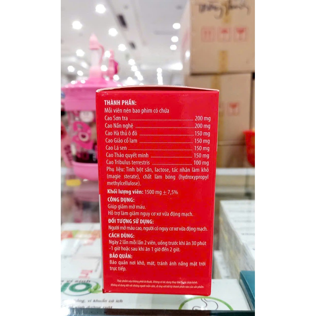 Viên uống giảm mỡ máu kingphar - Hỗ trợ giảm xơ vữa động mạch ,  hạ mỡ máu, điều hòa cholesterol và triglycerid máu -40v