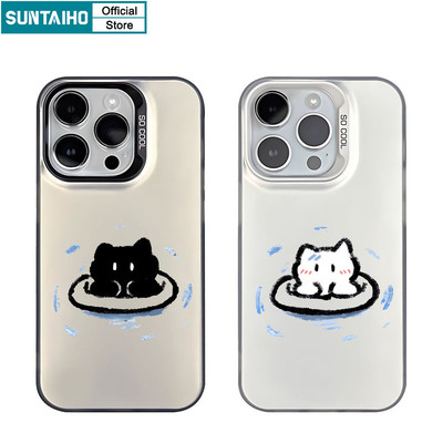 Suntaiho Chất Lượng Cao Dễ Thương Vỏ Bơi Họa Tiết Mèo Vỏ Điện Thoại Cho Iphone 15 14 13 12 11 Pro Max TPU Silicon Mềm Cao Cấp Chống Sốc Ốp Lưng