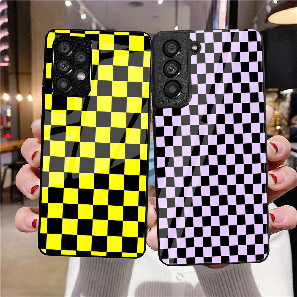 Ốp Điện Thoại Kính Cường Lực Checker Checker Checker Cho Samsung Galaxy A11 A14 A20 A30 A22 A32 A33 