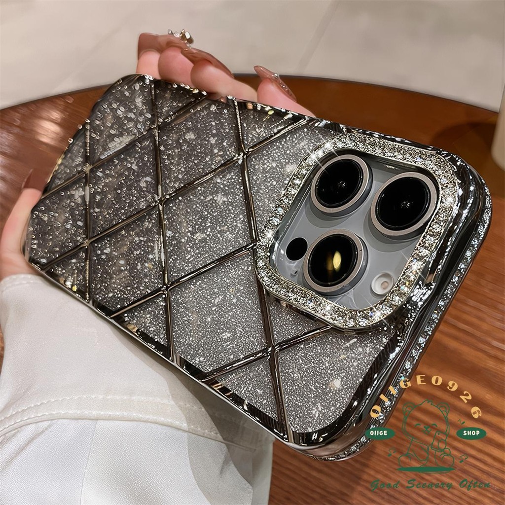 【 Ốp lưng iphone16 】 Mũi khoan bên hình thoi lấp lánh Vỏ điện thoại iphone16 Pro Max 15 14 13 12 11 cho vỏ iPhone Vỏ mềm silicon TPU chống sốc
