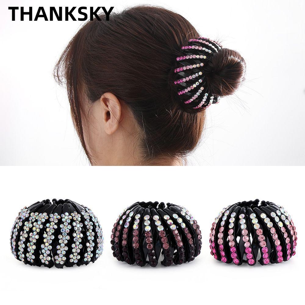 THANKSKY Dụng Cụ Búi Tóc Đính Đá Pha Lê Xinh Xắn Dành Cho Nữ