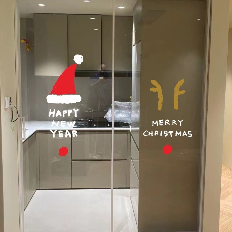 Sticker Giáng Sinh 2026 trang trí Noel, decal dán kính cửa sổ/tường, dán keo sẵn không để lại vết, t