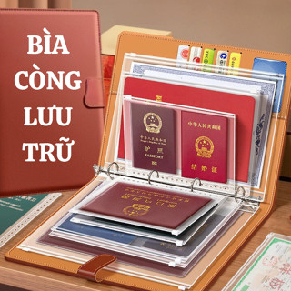  Bìa Sổ Còng Đựng Tài Liệu A4 A5 A6 Kèm Túi Zip HPS Chống Nước Sổ Lưu Trữ Hồ Sơ Giấy Tờ Quan Trọng 