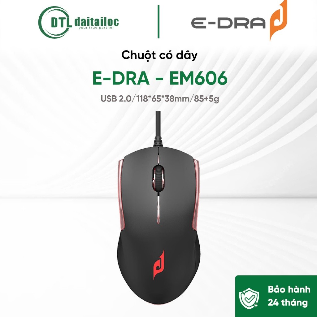 Chuột có dây công thái học E-DRA - EM606 | Chính Hãng | Bảo Hành 24 Tháng