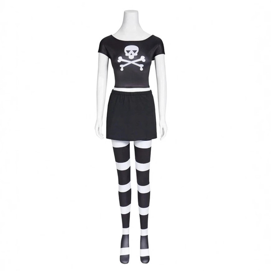 Cosplay Outfit Gothic Triana Orpheus cho Halloween với họa tiết xương hàm