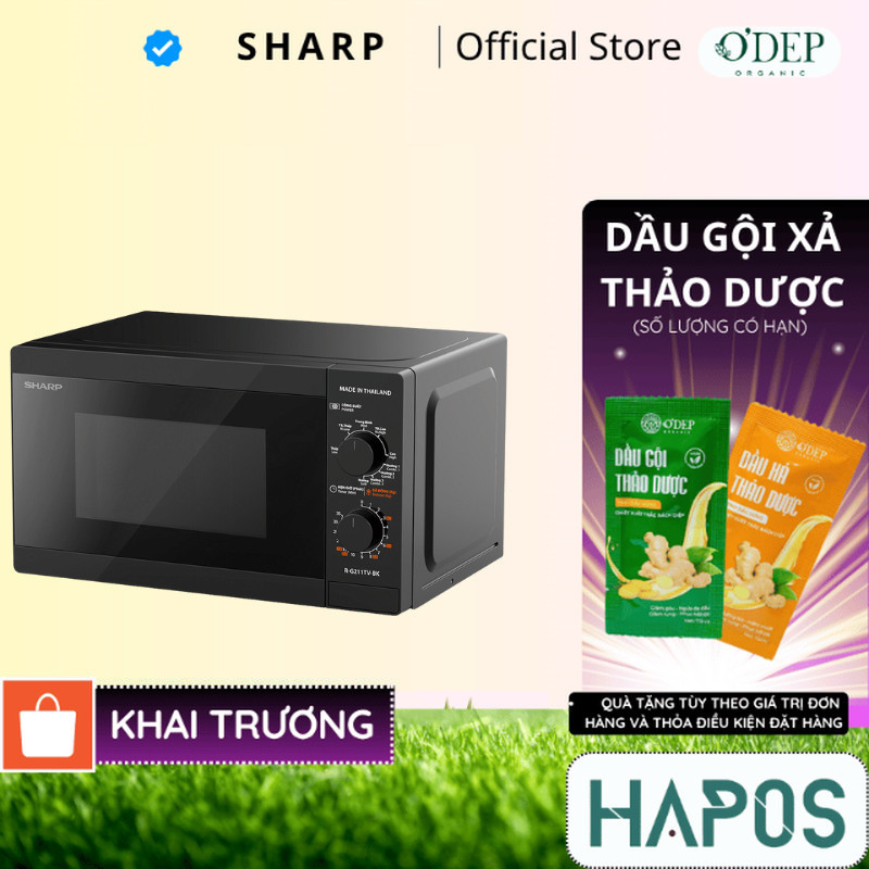 Lò vi sóng cơ có nướng Sharp R-G211TV-SL/BK 21 lít Chính hãng, Công Suất 800W, 3 Chức năng kết hợp -