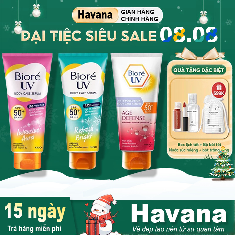 Serum Chống Nắng Bioré Dưỡng Thể Trắng Da UV Body Care Serum Intensive Aura SPF 50+ 150ml