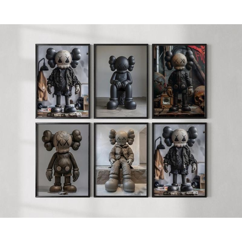 Hypebeast Kaws In Đen Kaws Hình Nghệ Thuật Treo Tường Tối Giản Kaws Poster Đô Thị Graffiti Đồ Chơi P