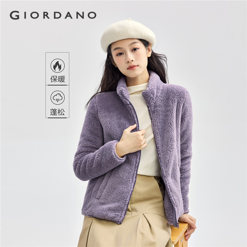 GIORDANO WOMEN Coral fleece stand collar jacket 13374867
