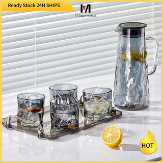  Phong Cách Châu Âu Hoa Văn Cây Lạnh Bình Nước Origami Cốc Hộ Gia Đình Cao Borosilicate Bộ Nước Cao Thủy Tinh Chịu Nhiệt Độ Cao Chai Nước Mát Nồi 
