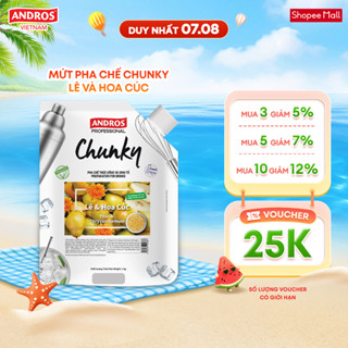 Mứt Pha Chế Lê & Hoa cúc - Có miếng trái cây thật - Nguyên liệu pha chế - ANDROS CHUNKY - 1kg