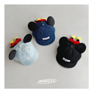  Trẻ Em Ngắn Vành Mũ Bóng Chày Thu Đông Retro Denim Hoạt Hình Tai Lớn Dễ Thương Mông Ngoài Trời Cho Bé Mũ Chống Nắng 