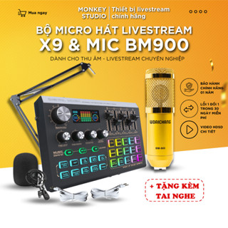 Bộ Combo Mic Thu Âm Hát LivestreamSound Card X9, K300 & Mic BM900 Thu Âm Karaoke, Chống Ồn Dành Cho Điện Thoại