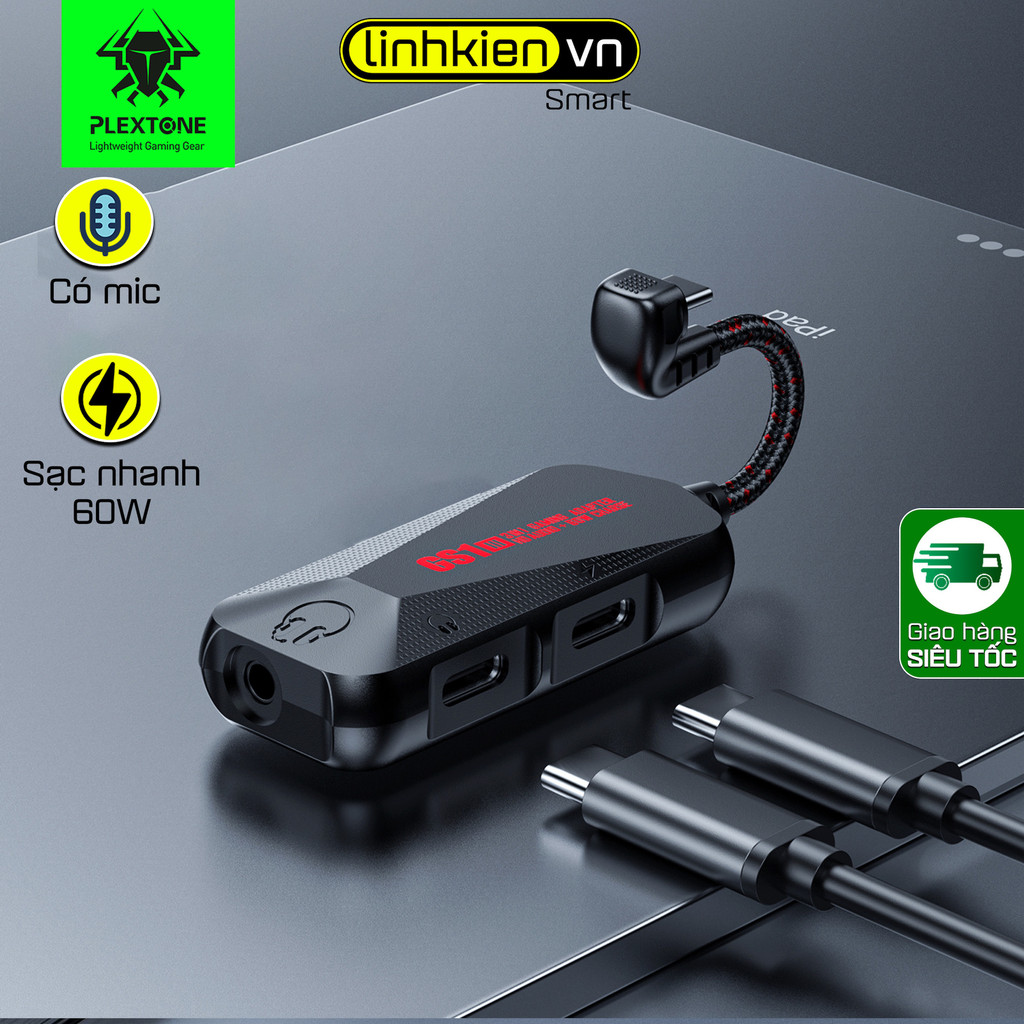 Jack chuyển đổi chuyên game GS1 3 trong 1 hỗ trợ sạc nhanh 60W cổng type c và cổng tai nghe 3.5mm hỗ