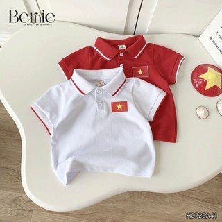  Áo thun polo tay ngắn dệt họa tiết lá cờ đỏ sao vàng Việt Nam bé trai bé gái 1 - 7 tuổi BERNIE SIRI 