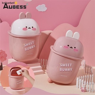  Thùng rác mini hình thỏ trắng hoạt hình Aubess Thùng rác nhựa có nắp Thùng rác để bàn bếp Phòng ngủ Văn phòng bri 