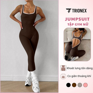   K179  Set đồ tập thể thao bộ áo liền quần khoét lưng Jumpsuit Trionex thích hợp đi tập gym yoga aerobic,.. 