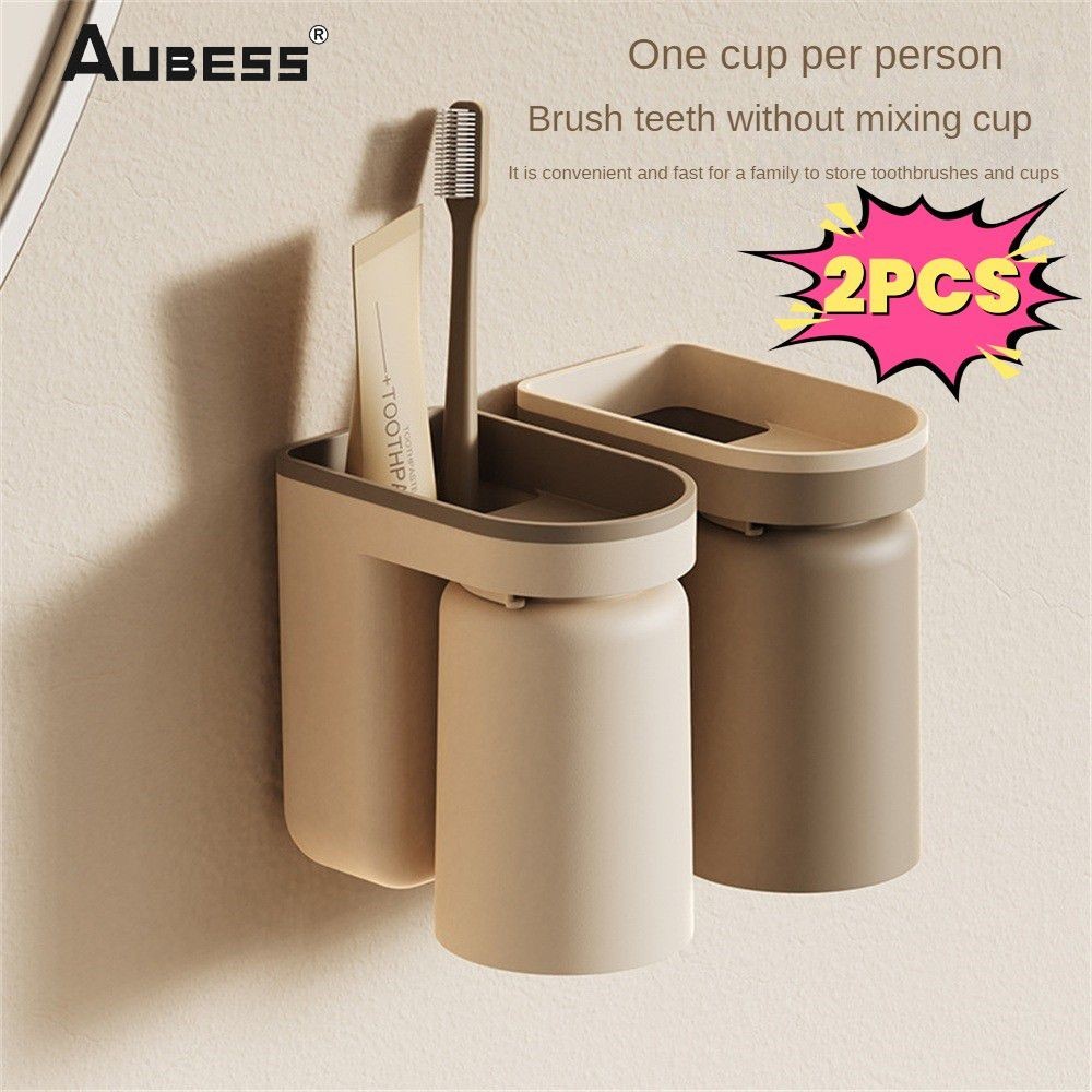 2PCS Bathroom Toothbrush Holder Wall Mounted Storage Rack Waterproof  Moisture-proof Toothbrush Orga