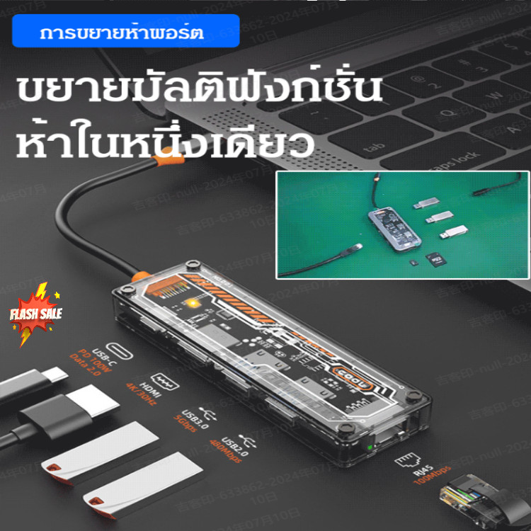 Mecha Docking Station HD Hub Trong Suốt Đa Năng Hub Docking Station Hub Trong Suốt