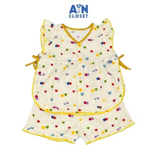 Bộ quần áo Ngắn bé gái họa tiết Tim Nhí Vàng cotton - AICDBGHFJKGW - AIN Closet