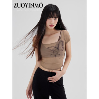 ZUOYINMO áo phông áo thun nữ croptop baby tee Cổ điển Dễ thương Popular thời trang WSQ2470A0I 29Z240715