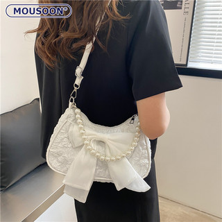 MOUSOON Túi đeo vai nơ phổ biến mới Túi đeo vai ngọc trai thời trang hợp thời trang