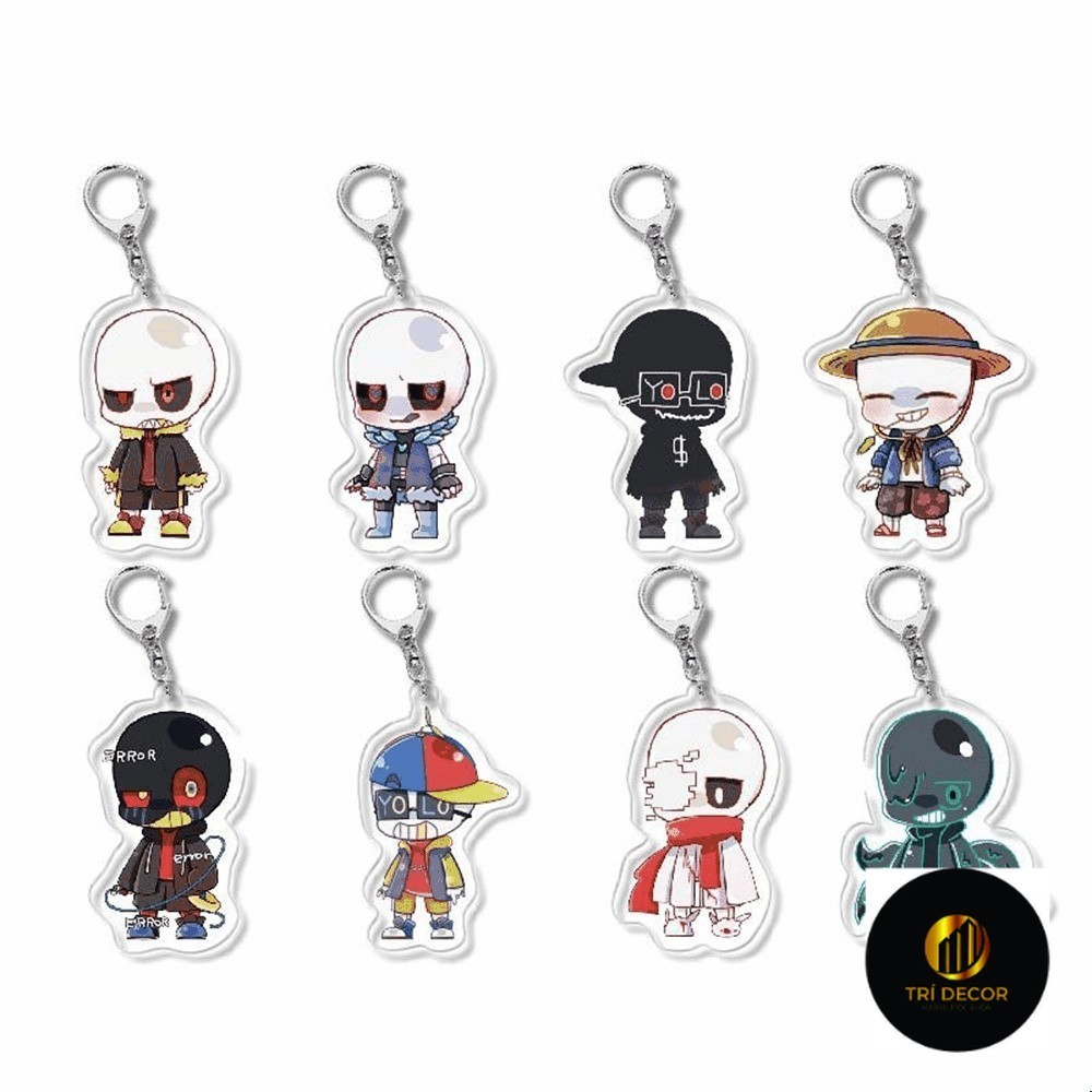 Móc Khoá, Standee, Tranh Kính Mô Undertale Sans Flowey Papyrus Asriel Chibi Anime Trang Trí Bàn Học,