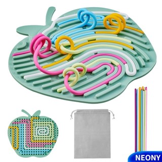 Đồ chơi NEONY Fidget, Bảng hoạt động cảm giác thiết kế mặt giả dạng, Silicon mềm sáng tạo có túi du lịch & 12 dây Đồ chơi cảm giác