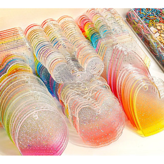 [Sẵn sàng gửi] 50 móc khóa acrylic DIY, tấm acrylic trong suốt, đồ trang trí móc khóa bằng nhựa, nhãn dán thủ công DIY