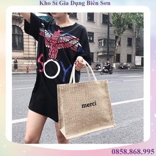 Túi cói đi biển MERCI