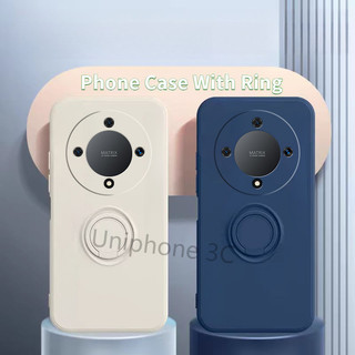 Ốp lưng khung Honor X7B X8B X9A X9B X9 X8 X6 90 70 50 Lite 5G Lquid Silicone Mềm Ốp Lưng Khóa Ngón Tay Giá Đỡ Vỏ Điện Thoại