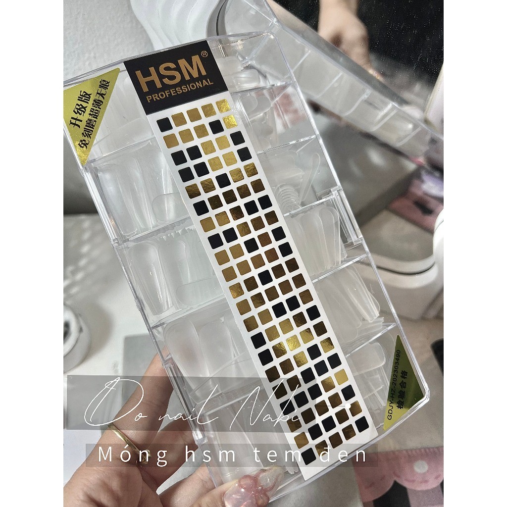 Hộp 500 Móng Úp HSM Tem đen hàng chuẩn form loại 1 Naomi Nail
