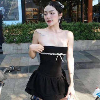 (Kèm Quần) Đầm Ống Cúp nguc Viền Ren Đính Nơ D128