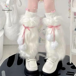  Gootrades Chân Lông Lông Thú Giả Ren Bóng Boot Cover Tất Trắng Thời Trang Y2K Bé Gái Phong Cách Nhật Bản Tay Bắp Chân Nữ 