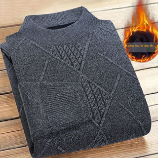 Áo Sweater Dệt Kim Lót Lông Cừu Giữ Ấm Mùa Thu Cho Nam Trung Niên [22% off]