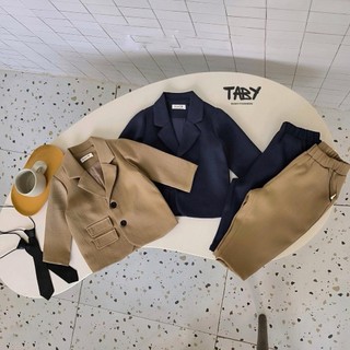  Set vest dạ phối nắp túi lệch cho bé đi tiệc, thôi nôi, chất liệu dạ text dày dặn cho bé trai 9-25kg  23316B1