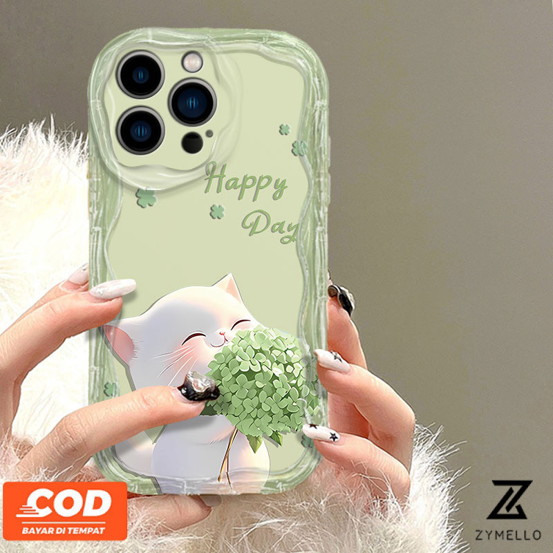 Tương thích với iPhone 15 Pro Max iPhone 11 iPhone 14 Pro Max iPhone 13 Pro Max iPhone 12 Pro Max iPhone 7 Plus Iphone 8 Plus Ốp điện thoại TPU chống sốc mèo cỏ bốn lá