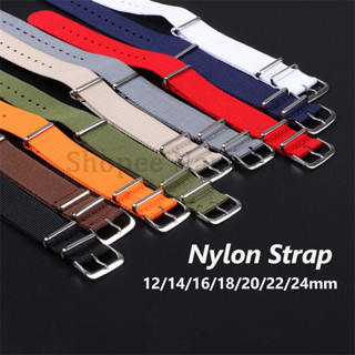 Dây đeo đồng hồ bằng vải Nylon chất lượng cao 12 / 14 / 16 / 18 / 20 / 22 / 24mm Dây đeo đồng hồ sọc quân sự Vòng đeo tay một mảnh Vòng đeo tay NATO Vòng đeo tay thể thao nam nữ