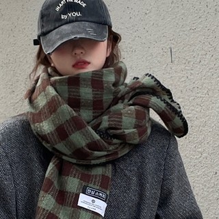 Khăn choàng kẻ sọc cổ điển ấm áp dành cho nữ mới Khăn choàng dày mùa đông sử dụng kép